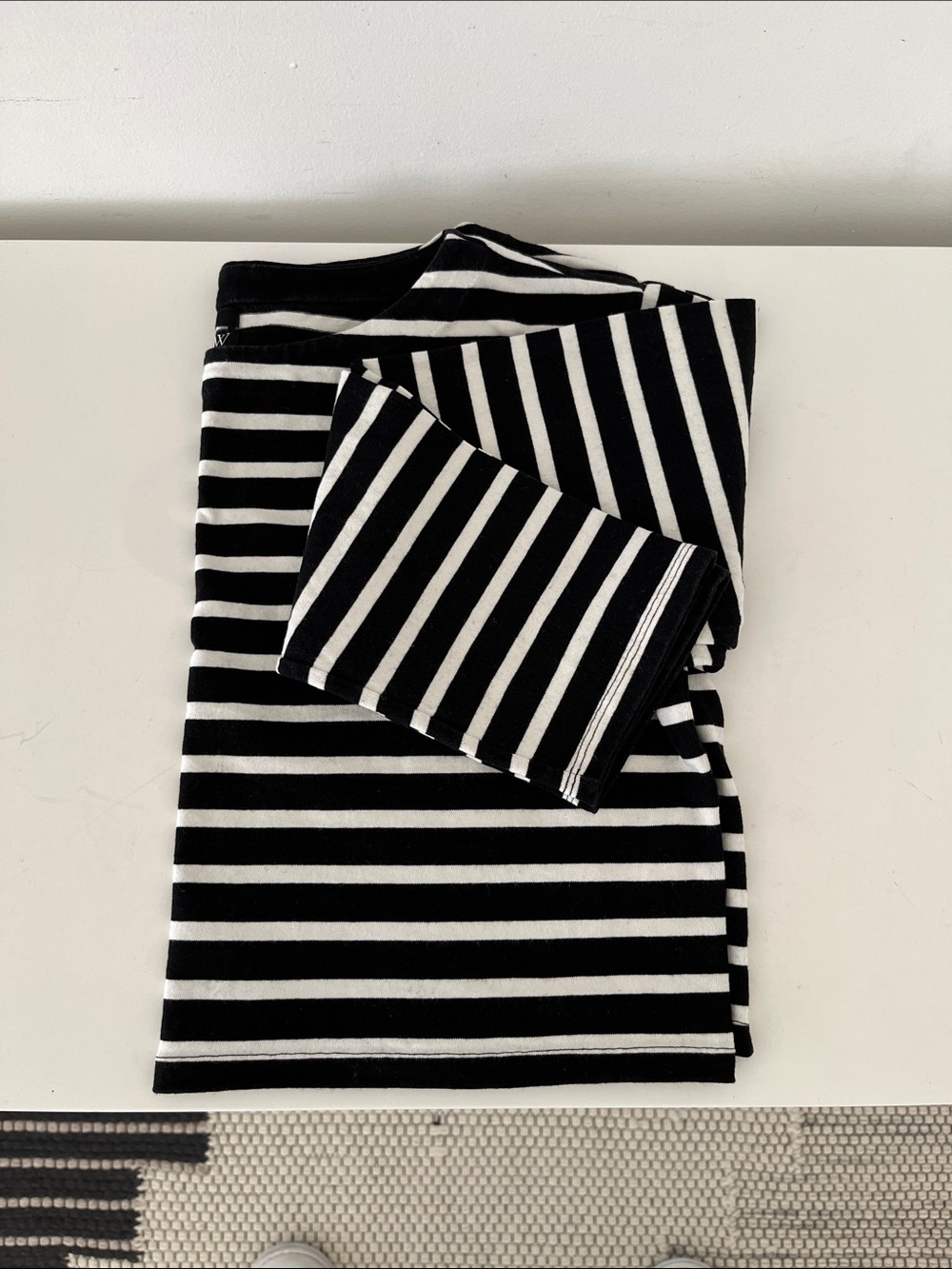 J. Crew Black and White Striped Cropped Top